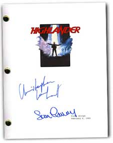 1986 highlander signed script