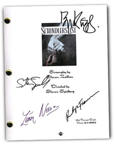 shindler's list  signed script