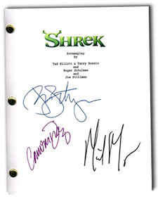 shrek 2001  signed script