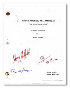 knute rockne  signed script